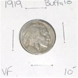 1919 BUFFALO NICKEL RED BOOK VALUE IS $10.00 *RARE EARLY VERY FINE GRADE*!!