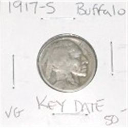 1917-S BUFFALO NICKEL RED BOOK VALUE IS $50.00 *RARE KEY DATE VERY GOOD GRADE*!!