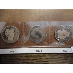 1906-O,06-S & 07  BARBER HALF DOLLARS