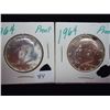 Image 1 : 2-1964 90% SILVER KENNEDY HALF DOLLARS PF