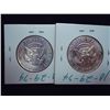 Image 2 : 2-1964 90% SILVER KENNEDY HALF DOLLARS PF