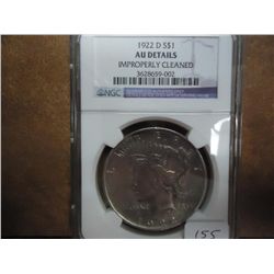 1922-D PEACE SILVER DOLLAR NGC AU DETAILS