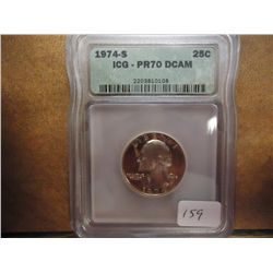 1974-S WASHINGTON QUARTER ICG PR70 DCAM