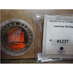 2002 LIBERIA $10 (HOLOGRAPHIC CABLE CAR) PF COIN
