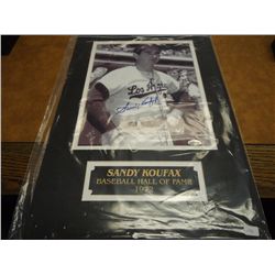 SANDY KOUFAX AUTOGRAPHED MAT WITH CERTIFICATE