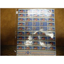 VINTAGE SHEET OF AMVETS STAMPS AMERICANISM