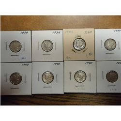 8 ASSORTED MERCURY DIMES