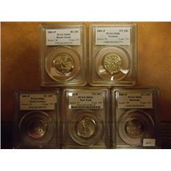 ALL 5 2001-P 50 STATE QUARTERS PCGS MS66'S