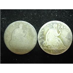 1858-O AND 1876 SEATED LIBERTY HALF DOLLARS