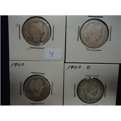 1899-O,99,1900 & 00-O BARBER QUARTERS 4 COINS
