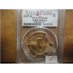 2007-D ADAMS DOLLAR PCGS MS68 POS. A