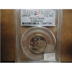 2005-P CALIFORNIA QUARTER PCGS MS68 SATIN FINISH