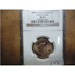 2009-D SACAGAWEA AGRICULTURE $ NGC MS65