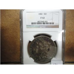 1882 MORGAN SILVER DOLLAR NGC F12 TONED