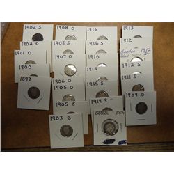 25 ASSORTED BARBER DIMES 1897-1916