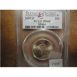 2007-P IDAHO QUARTER PCGS MS68 SATIN FINISH