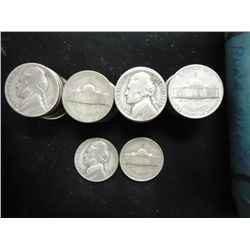 ROLL OF 40 ASSORTED 35% SILVER JEFFERSON WAR NICKS