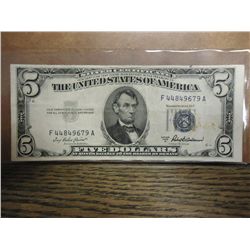 1953-A $5 SILVER CERTIFICATE BLUE SEAL