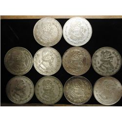 10 MEXICIAN SILVER PESOS .5140 OZ. ASW TOTAL