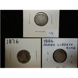 1853,76 & 86 SEATED LIBERTY DIMES