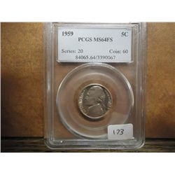 1959 JEFFERSON NICKEL PCGS MS64 FS
