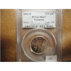 2001-P VERMONT QUARTER PCGS MS67