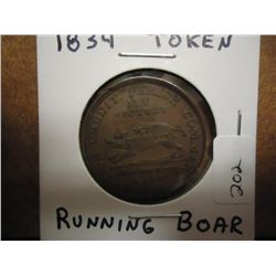 1834 HARD TIMES TOKEN RUNNING BOAR AU