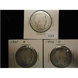 1900-O,01-O & 06-O BARBER HALF DOLLARS