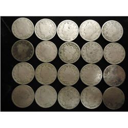 20 ASSORTED LIBERTY "V" NICKELS