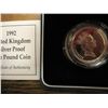 Image 2 : 1992 UNITED KINGDOM SILVER PROOF POUND COIN