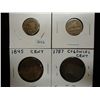 2-1858 FLYING EAGLES, 1845 US LARGE CENT & 1787