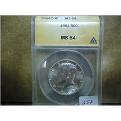 1964 KENNEDY HALF DOLLAR ANACS MS64
