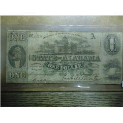 1863 ALABAMA $1 OBSOLETE CURRENCY HAND SIGNED