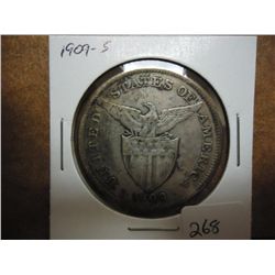 1909-S US/PHILIPPINES SILVER PESO .5144 OZ. ASW