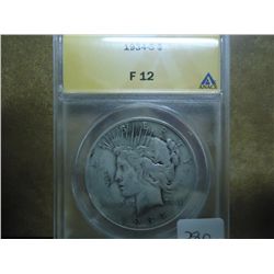 1934-S PEACE SILVER DOLLAR (KEY DATE) ANACS F12