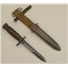 Image 1 : U.S. M4 bayonet by Utica numbered 915797 with  stacked leather grip in USM8 sheath by BM  Co. with l