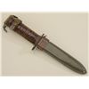 Image 2 : U.S. M4 bayonet by Utica numbered 915797 with  stacked leather grip in USM8 sheath by BM  Co. with l