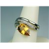 Image 2 : Stylish 14 karat white gold ladies designer  inspired ring set with a pear shape Citrine  weighing a