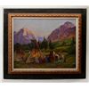 Image 2 : Original oil on canvas Portraying Indian  village signed Carl Abken on lower right;  approx. 24” X 3