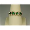 Graceful 14 karat yellow gold ladies  anniversary design ring set with four  matching fine green eme