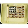 Image 1 : Dazzling 14 karat yellow gold hand made flag  of USA with a combination of diamonds rubies  and sapp