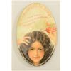 Image 1 : Small oval color mirror advertiser, approx.  2-3/4” x 1-3/4” advertising hair tonic in  overall good