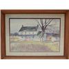 Image 2 : Framed color print of classic farmhouse by R.  Bye.   Est.:  $40-$80.