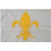 Nylon flag with fleur-de-lis on white  background. Gold appliques. Est.:$50-$100.