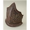Image 2 : Victorian era or later metal breast plate,  approx. 15” x 13” x 9” showing a dark patina  with consi