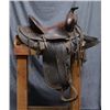 Image 1 : Unmarked tooled leather high back Western  saddle in overall fair + to good condition;  in need of c