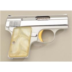 Baby Browning semi-auto pistol, .25 cal.,  factory nickel with gold trigger and  simulated pearl gri