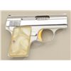 Image 1 : Baby Browning semi-auto pistol, .25 cal.,  factory nickel with gold trigger and  simulated pearl gri