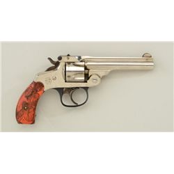 Smith & Wesson .32 DA 5th Model revolver, .32  cal., 3-1/2” barrel, nickel finish, mottled  red chec