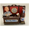 Image 1 : Pabst Blue Ribbon Beer Advertising display  (lighted) showing bartender and bottle with  bar in back